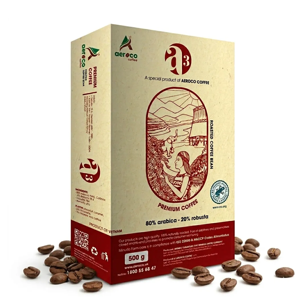 Cà phê hạt rang AEROCO A3 (pha máy và pha phin) – Hộp 500g