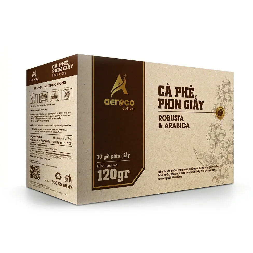 Cà phê phin giấy AEROCO – Hộp túi lọc 120g