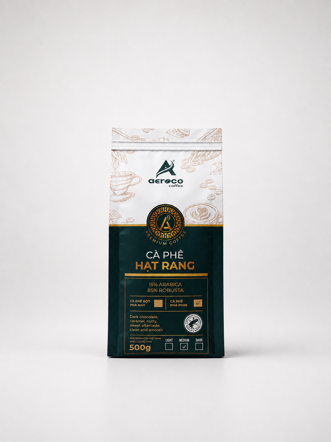 Cà phê hạt rang pha phin AEROCO A9 – Túi 500g
